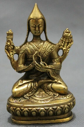 

Art Bronze Decoration Crafts Brass Tibet Buddhism Fane Pure Brass Protect Lotus Tsongkhapa Buddha Joss Statue