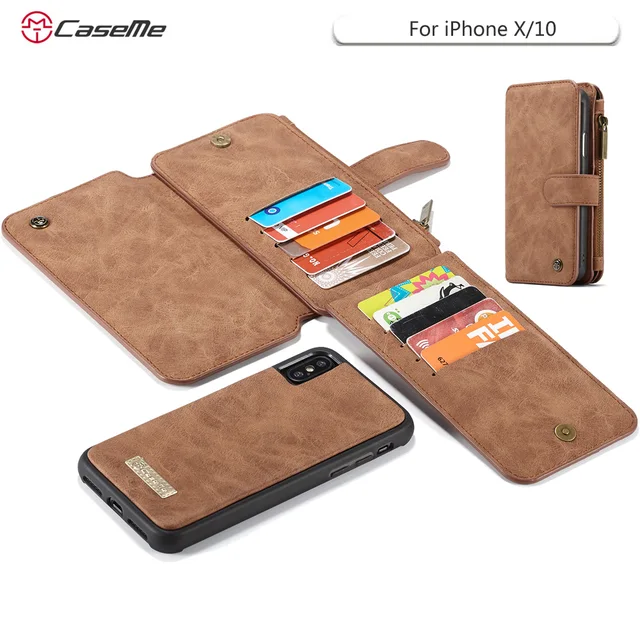 Caseme For Iphone X Genuine Leather Magnetic Hand Bag Case Caseme For Iphone X Genuine Leather Magnetic Hand Bag Case Iphonex 10 Multi Functional Stand