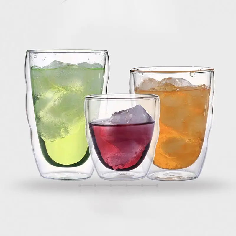 

LEMAIJIAJU Double Layer Wall Cup Clear Glass Beer Tea Cup Glass Coffee Milk Mug Heat Resistant Cup Transparent Drinkware A30