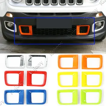 

6 Color to Choose For Jeep Renegade 2015 2016 2017 1.4T Front Bumper Grill Air Vent Outlet Sticker Cover Trim ABS Car Styling