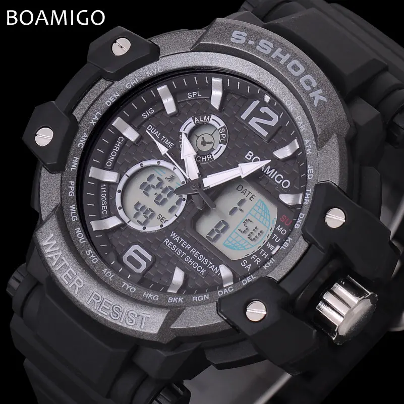 men sport watches LED digital watches military analog quartz watch rubber BOAMIGO brand gift clock 50M waterproof reloj hombre men sport watches LED digital watches military analog quartz watch rubber BOAMIGO brand gift clock 50M waterproof reloj hombre