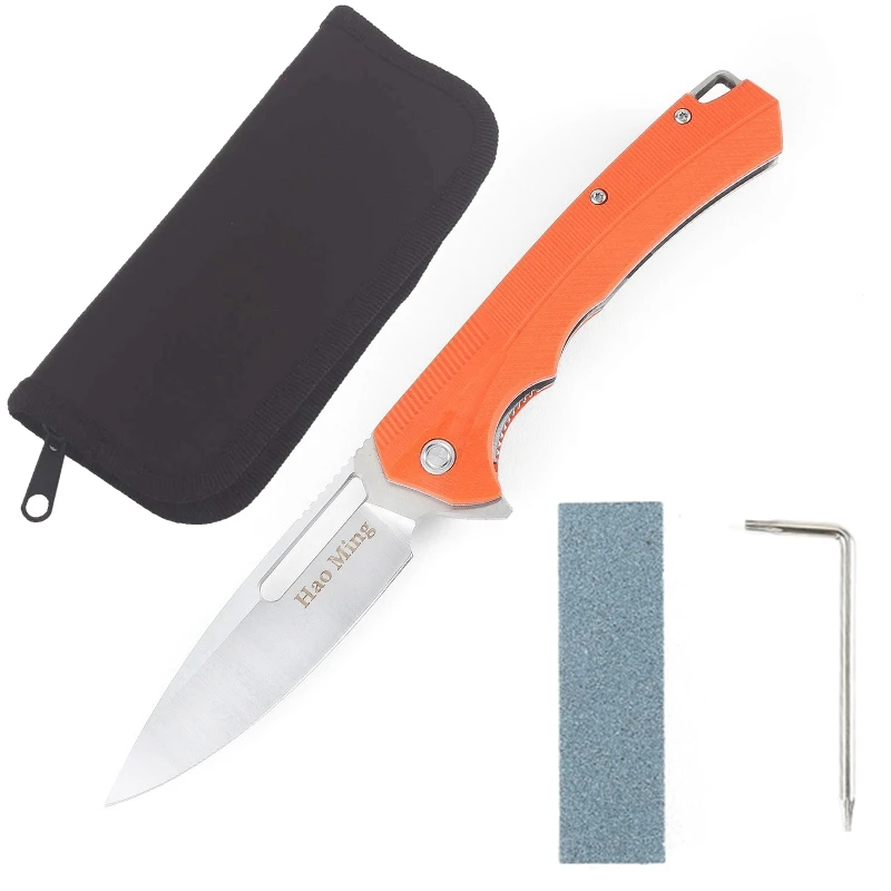 Охотничьи ножи складные ножи выживания G10 открытый резак спасения портативный тактический Подарочный мешок нож сумка заколка для волос Инструменты - Цвет: Orange A