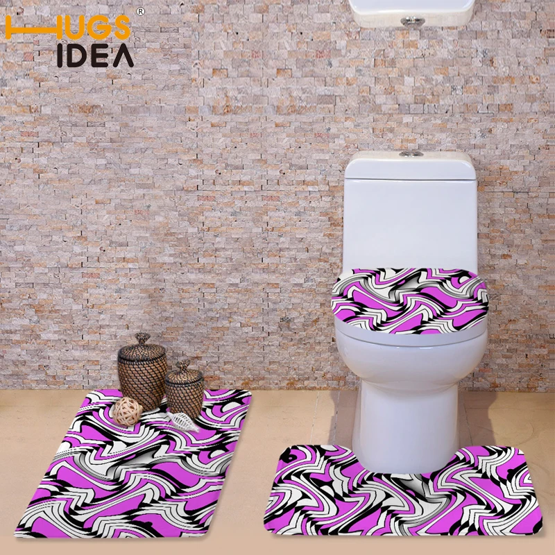 

HUGSIDEA 3pcs/set Bathroom Toilet Seat Warmer Carpet Toilets Cover Soft Comfortable Bath Mat Washable Colorful Washroom Rugs