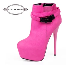 Autumn Fashion Women Ankle Boots High Heels Platform Pumps Suede Buckle Stiletto Thin Heels Ankle Boots Red Bottoms Short Boots