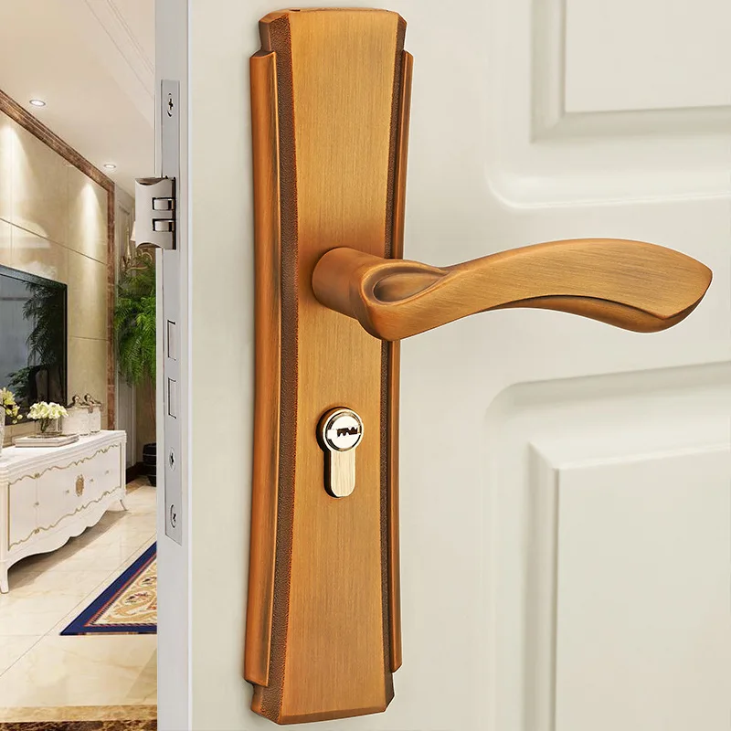 

2018 New Arrival Cadeado Door Lock Indoor Solid Wood Bedroom Mechanical Antique Handle Huang Gu Qing, Ancient Bronze Wholesale