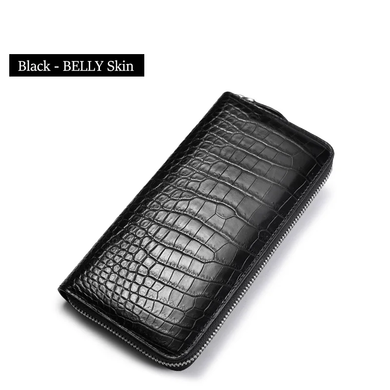 BLACK BELLY McParko мужской кошелек из натуральной кожи крокодила клатч кошелек аллигатора кожаный кошелек на молнии роскошный бренд минималистичный кошелек - Цвет: BLACK BELLY