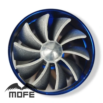 

10 SETS Original Logo Turbo Fuel Saver Air Intake Fan With Double Dual Propeller Turbonator Blue