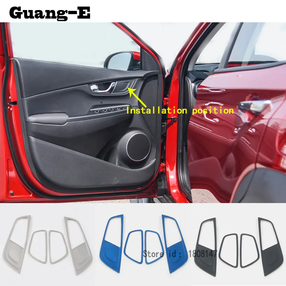 

For Hyundai Kona Encino Kauai 2017 2018 2019 car sticker body cover trim door inner handle bowl frame lamp accessory parts 4pcs
