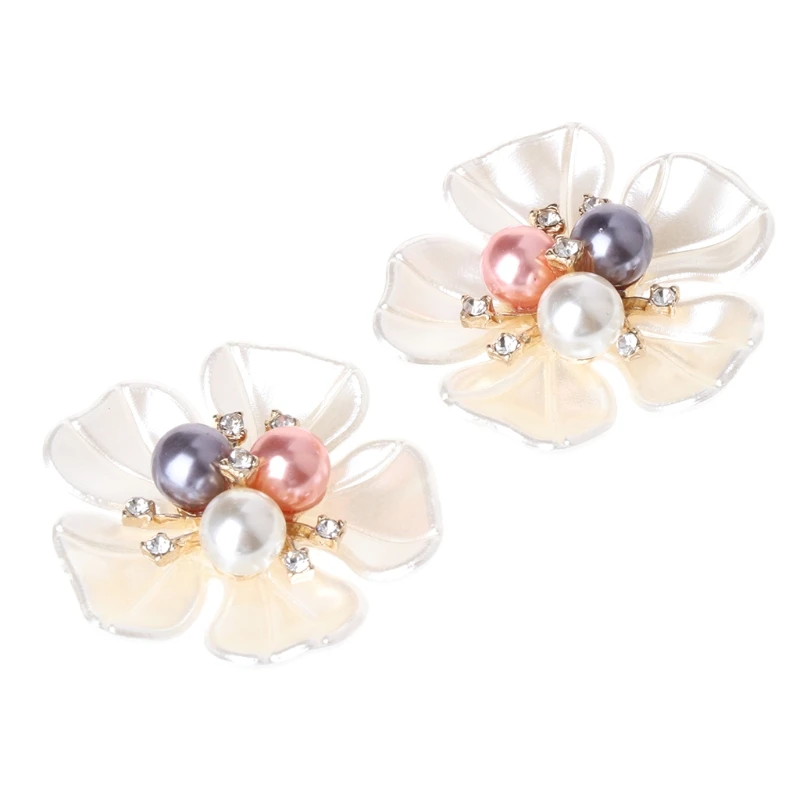 

EYKOSI 2Pcs DIY Embroidered Beads Decorative Accessory Cloth Patch Shoe Clips 3.8cm New