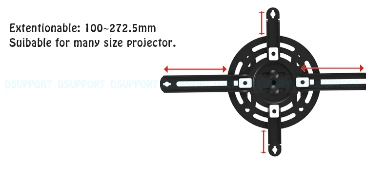 Dsupport Univeral монтаж проектора t718-2 Кронштейны для прожекторов Длина от потолка 530-830 мм загрузки 30ibs (13.6 кг)