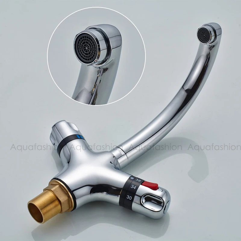  Thermostatic Faucet Kitchen Mixer Tap Flexible Swivel Spout Kitchen Faucets Hot and Cold Thermostat - 32838297926