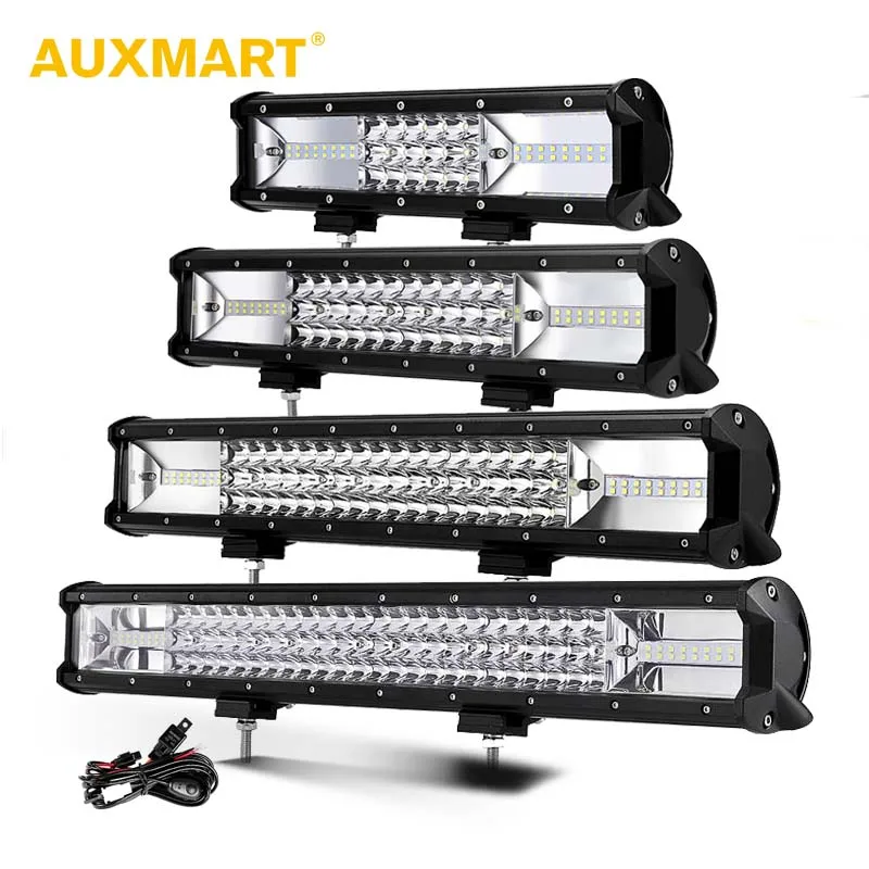 

AUXMART 3-Row 5'' 12" 16" 20" 23" LED Light Bar offroad Straigh Driving Light Led Work Light Bar 12v 24v Truck SUV ATV 4WD 4x4