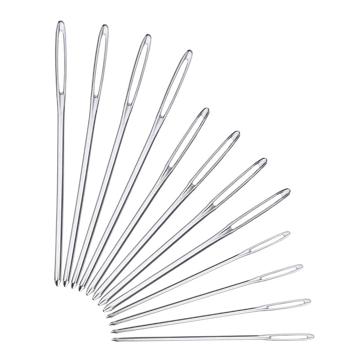 12 Pieces Blunt Needles Large Eye Needles Steel Knitting Needles Sewing