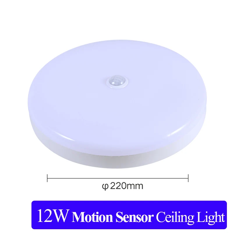 Потолочное освещение датчик движения/индукция человека Смарт ПИР светодиодные потолочные светильники приспособление для ванной прохода лестницы балкон потолочные лампы - Цвет корпуса: 12W motion sensor