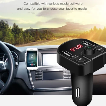 

Bluetooth 4.2 FM Transmitter MP3 Player Handsfree Car Kit support TF Card U disk QC2.0 3.1A Fast Dual USB Charger Power Adapter