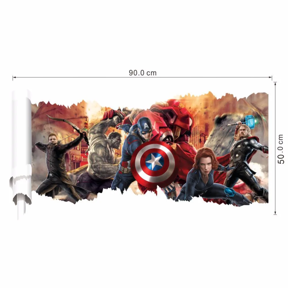 3d壁紙アベンジャーズスーパーヒーローマーベルコミック図面男の子ルームウォールステッカー寝室リビングルーム装飾壁画 壁紙 Aliexpress