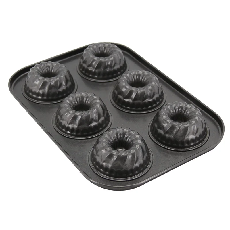 3D Swirl Shape Butter Cake Mould For Bread Pastry Mold 6 Holes Carbon Steel Bakeware Mousse Dessert Bakery Baking Pan