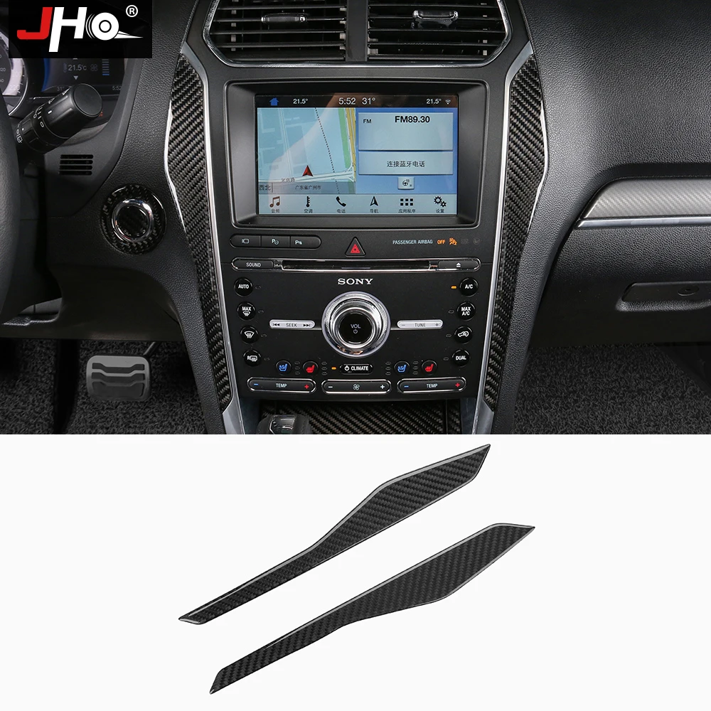 

JHO Carbon Fiber Cover Trim Center Console Navigation Panel Side Frame Decors for Ford Explorer 2013-18 14 15 16 17 Car Styling