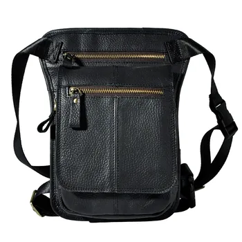 

Real Leather Men Design Casual Messenger Shoulder Bag Fashion Multifunction SportWaist Belt Pack Drop Leg Bag Travel Pouch 837-b