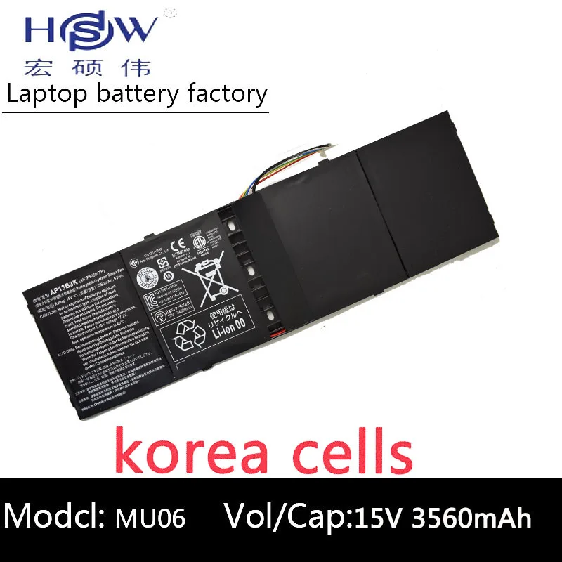 

HSW Laptop Battery for Acer Aspire R7 M5-583p battery for laptop Series Ap13b3k Ap13b 4lcp6/60/80 3560mah 15v battery