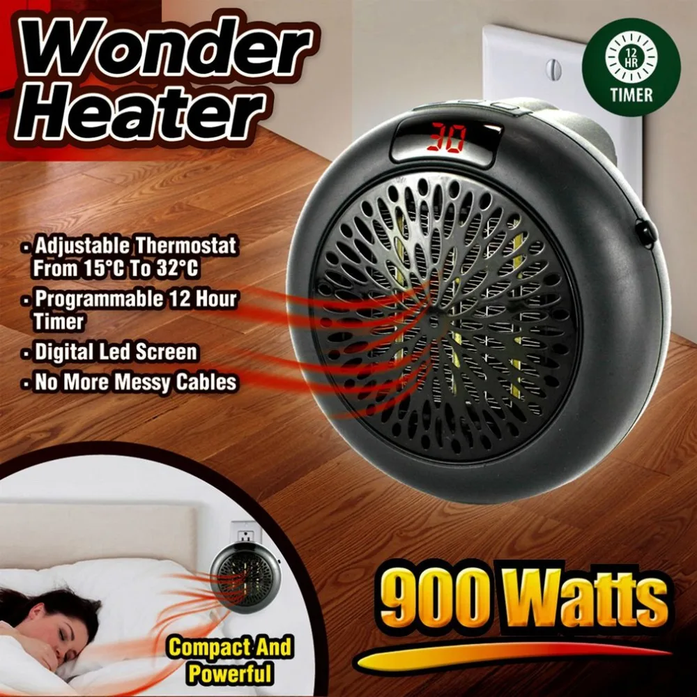 900 Вт Wonder Heater Pro Портативный Ручной обогреватель настенный цифровой плагин электрический нагреватель воздушный вентилятор теплый радиатор домашняя машина