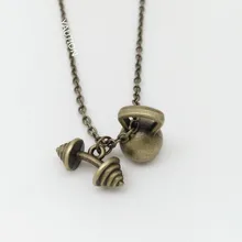 Ожерелье с шармом в виде штанги и Гиревой штанги, фитнес Гиревой спортзал, 1 шт.(China)