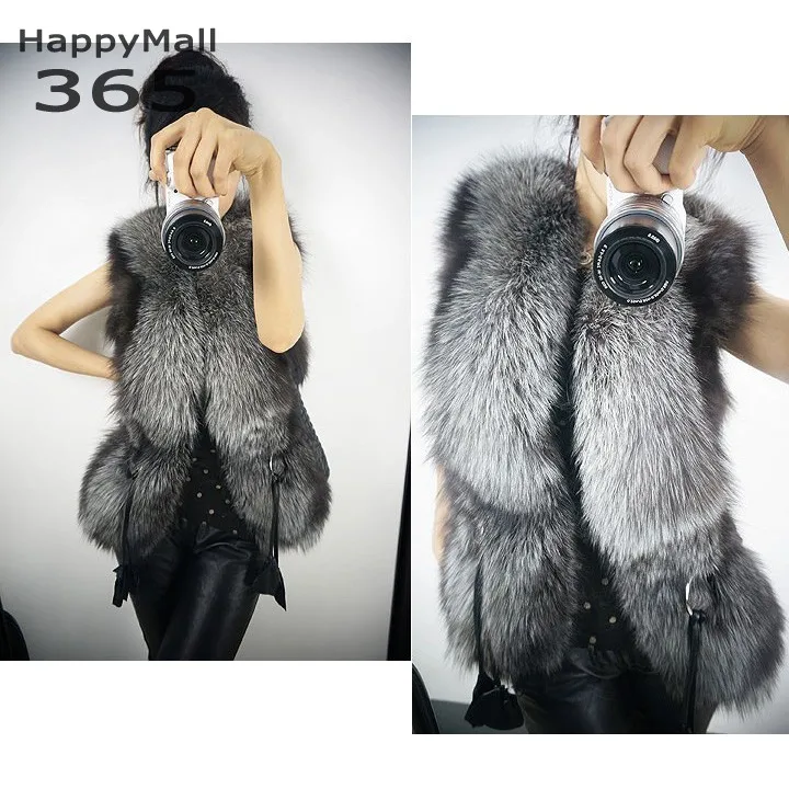 2014 new short design female faux fox fur vest leather vest plus size ...