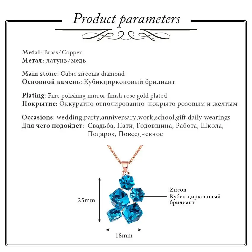 Uloveido геометрическое ожерелье s& Кулоны розовое золото цвет ожерелье женский кулон с синими камнями подвеска ювелирных изделий GR125