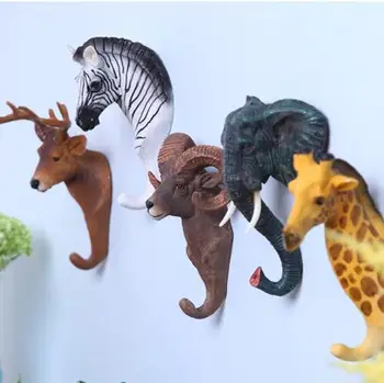 

American Retro Cafe Bar Shop Wall Stereo Animal Wall Hanging Deer head hooks Coat Hanger Cap Room Decor Show Wall Bag Sticker