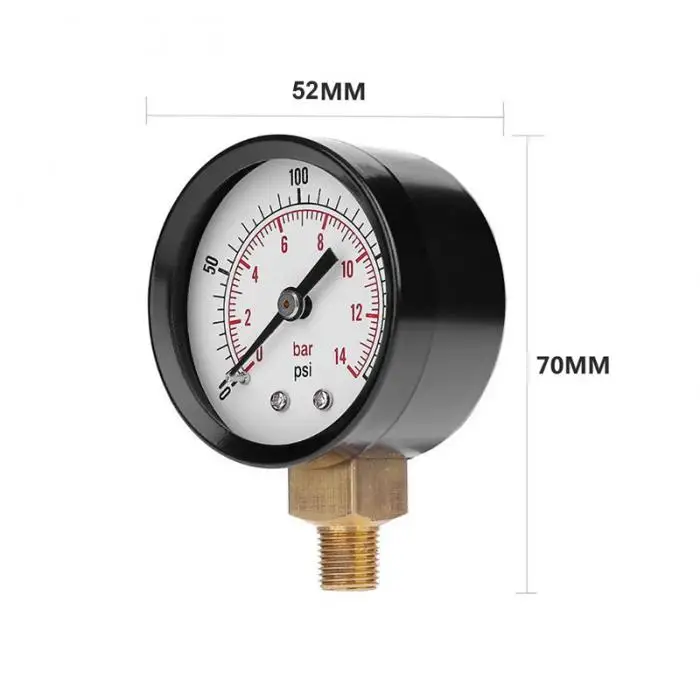 Новейший манометр воздуха 1/8 дюймов NPT 0-200 PSI 0-14 бар вакуумный манометр