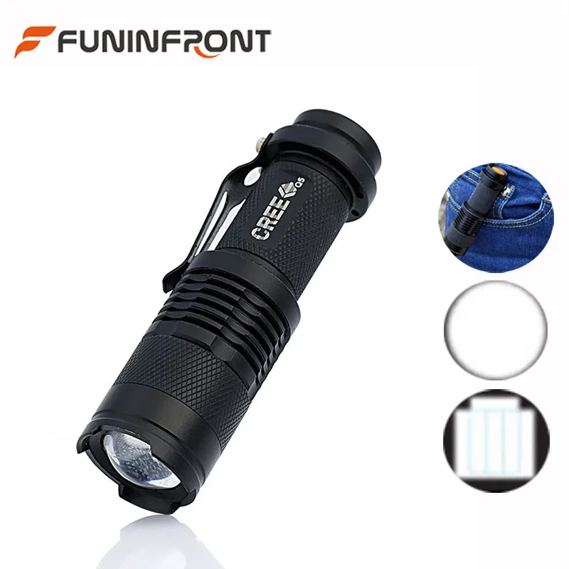 

5W Ultra Bright Mini LED Flashlight Zoomable Focus, 350 Lumens Tactical Flashlight with Clip 3 Light Modes ( 2 pieces pack )