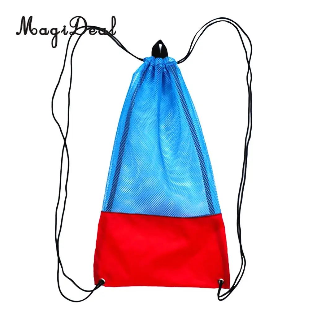 MagiDeal Drawstring Backpack Mesh Gear Bag w/ Shoulder Strap for Scuba Diving Swim Fins Goggles Mask Snorkeling Equipment