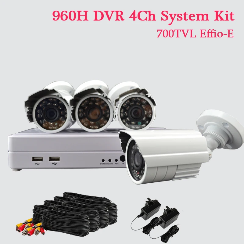 

Security Camera System 4Ch 960H DVR With Camera 700TVL SONY Effio CCTV Kit Home Video Surveillance Outdoor DVR Recorder Systems