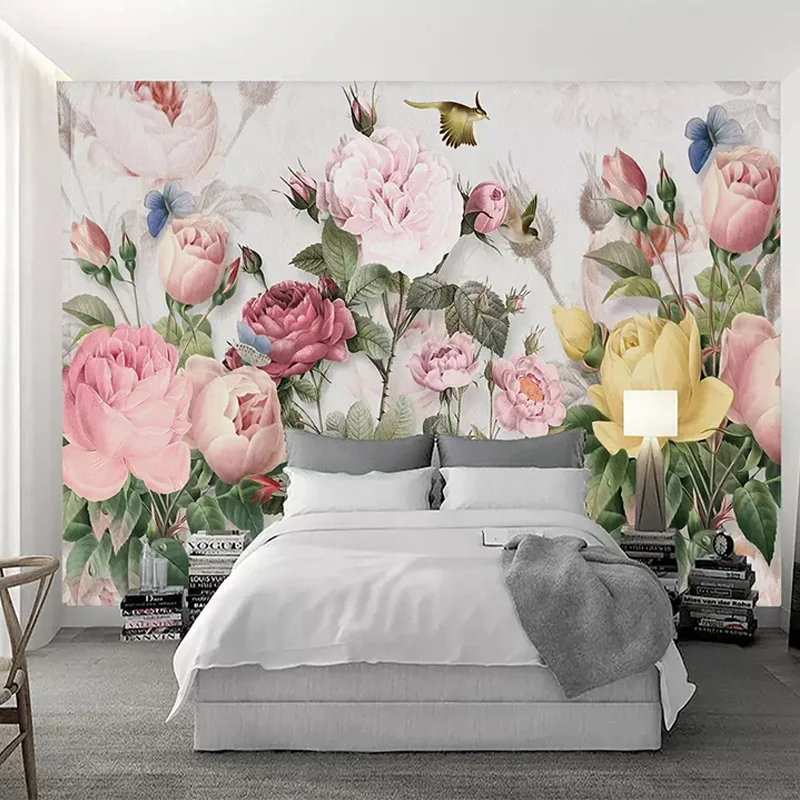 Фото обои 3D цветы фрески Европейский стиль пасторальный пейзаж обои для стен 3 D гостиная постельные принадлежности комната Домашний декор