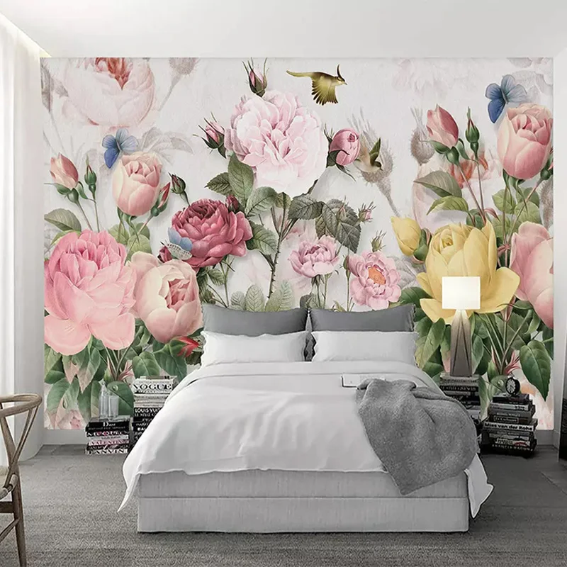 

Photo Wallpaper 3D Flowers Murals European Style Pastoral Landscape Wall Paper For Walls 3 D Living Room Bedding Room Home Decor
