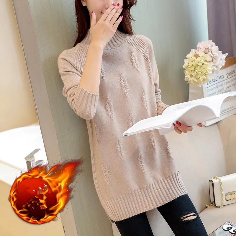 

Women Knit Sweater Pullover Autumn Winter Clothes Korean Solid Long Sleeve Pull Warm Half Turtleneck Sweater Female Jumper Tops