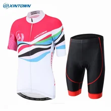 Xintown Ropa Ciclismo велосипед Джерси Шорты для женщин Наборы для ухода за кожей Для женщин Pro Велоспорт одежда Костюмы Обувь для девочек красный, Белый велосипед MTB лучших дно