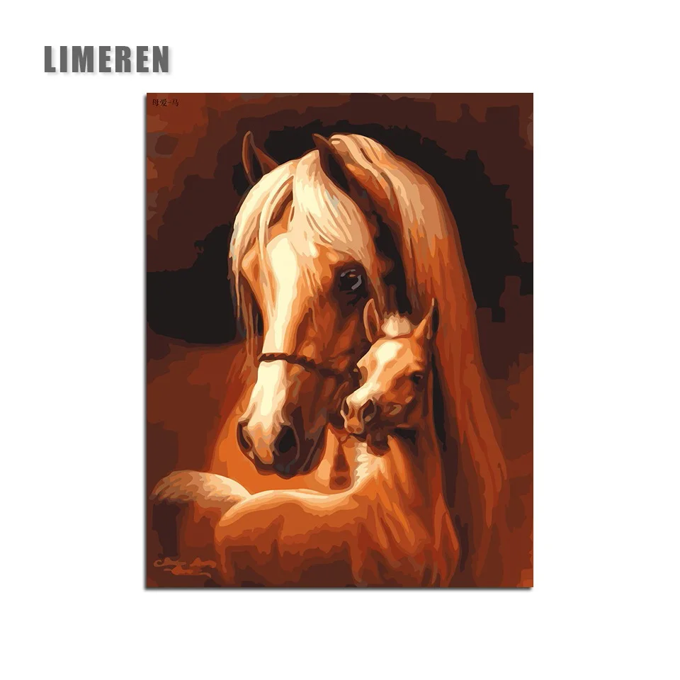 Horse Couples Painting By Numbers Kits DIY Coloring Painting By Numbers Drawing Paint On Canvas