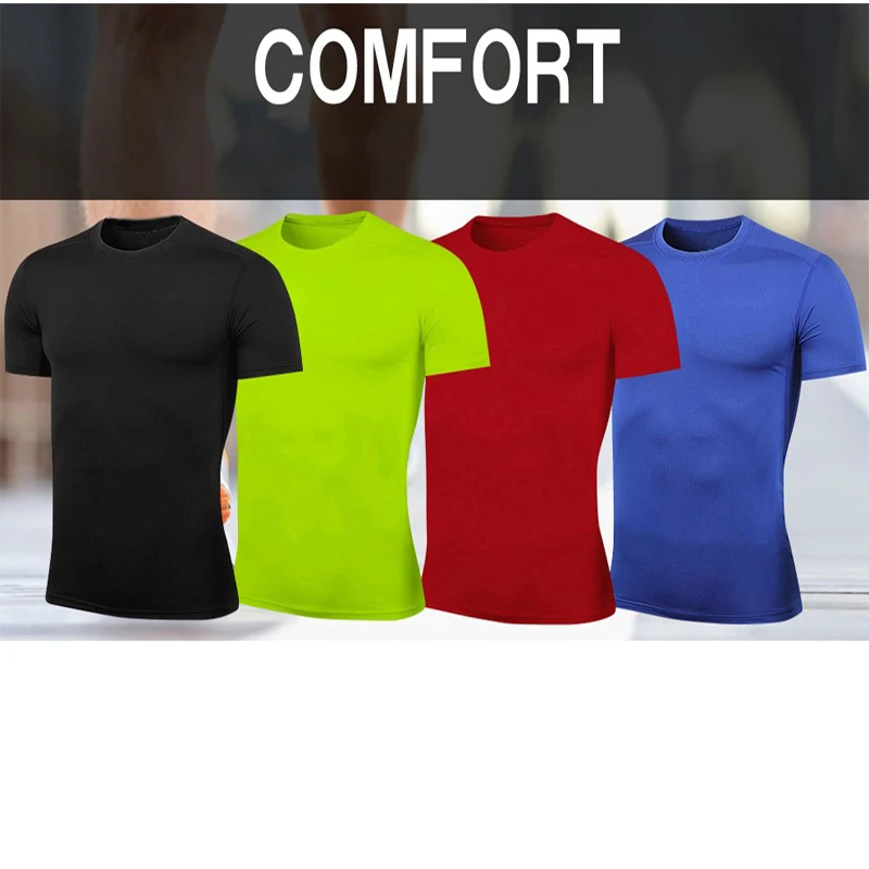 

2019 Logo custom Quick Dry Compression fitness t shirt Running jersey Training clothes quick dry tops sport shirt men Gym shirt