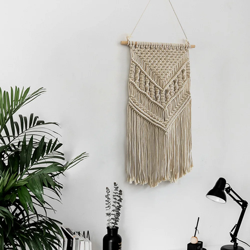 

Home Tapestry Bohemian Nordic Style Macrame Handmade Knitted Wall Hanging of The Living Room Dormitory Bedroom Decoration