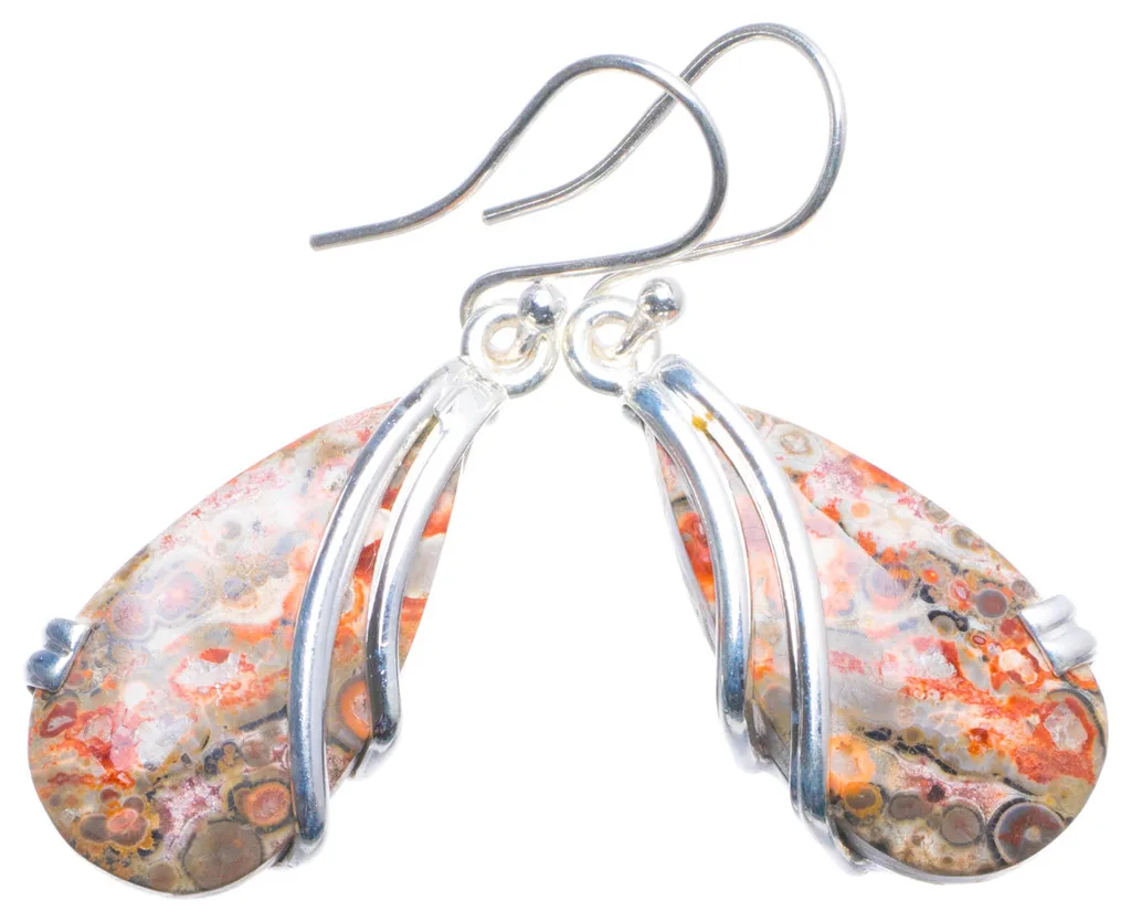 

Natural Leopard Skin Jasper Handmade Unique 925 Sterling Silver Earrings 1.5" X4501