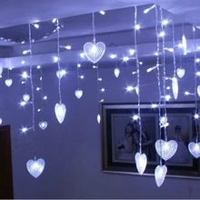 Многоцветный светодиодный гирлянда фестиваль рождественские праздничные огоньки свадебное украшение Шторы лампы и формирующая листы для кровли 4 м 100 SMD 18 сердца EU/US/UK/AU