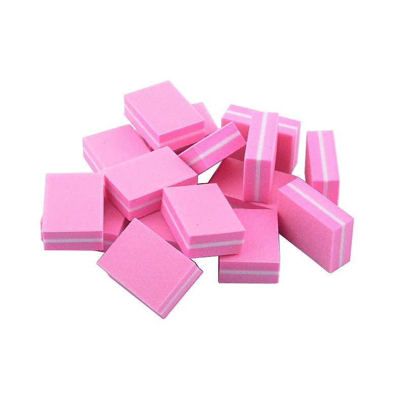 20 шт./партия Мини Дизайн ногтей Полировка пилка розовая губка пилка для ногтей двухсторонняя для полировки шлифовальных инструментов для ногтей
