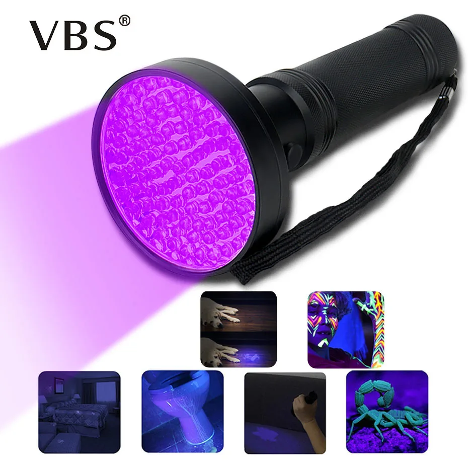 

100Leds 395 nM LED Uv Flashlight Torch Light AA Baterry For Aluminum Money Inspection Uv Led Ultra Violet Torch Lamp