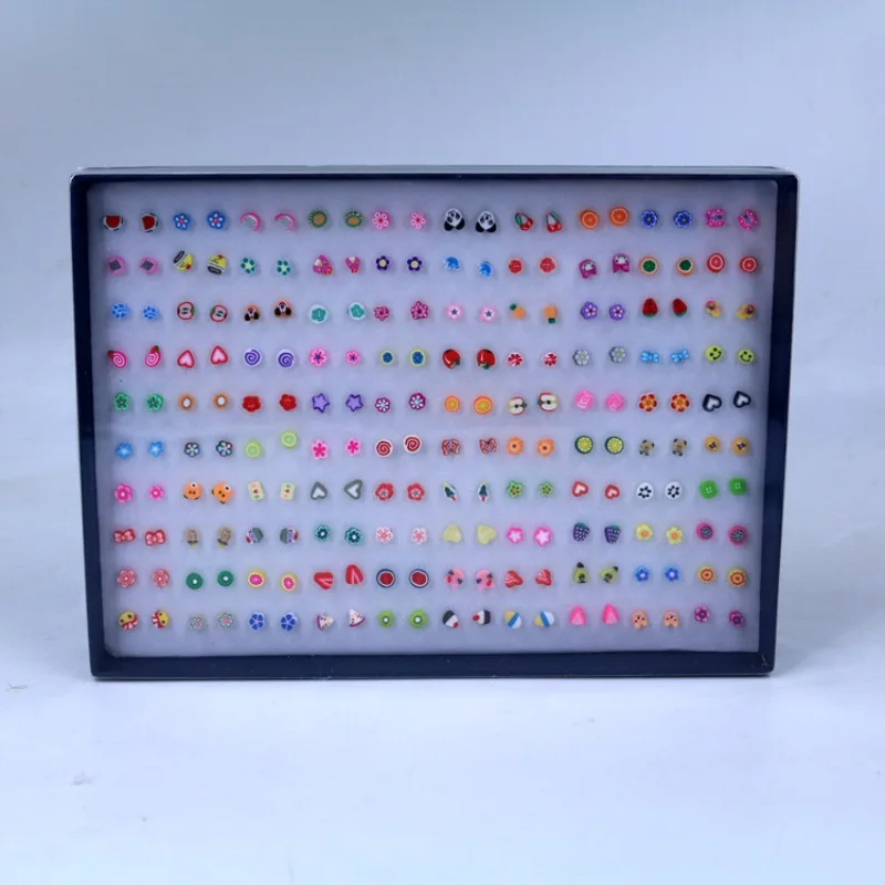 

100 Pairs Fruit Animal Flower Stud Earrings Set For Kids Small Handmade cute earring stud sets carton earring set for girls