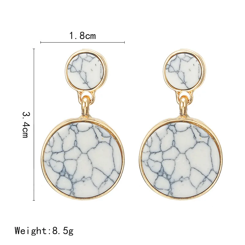 Богемные ювелирные изделия, минималистичные винтажные уникальные серьги-капли с натуральным камнем для женщин, круглые серьги с геометрическим орнаментом