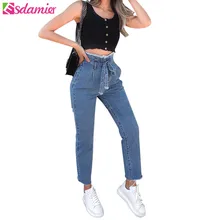 ESDAMIER Лидер продаж бойфренд джинсы для женщин Высокая талия Винтаж джинсы Femme Уличная кисточкой прямые джинсы высокое качество синий