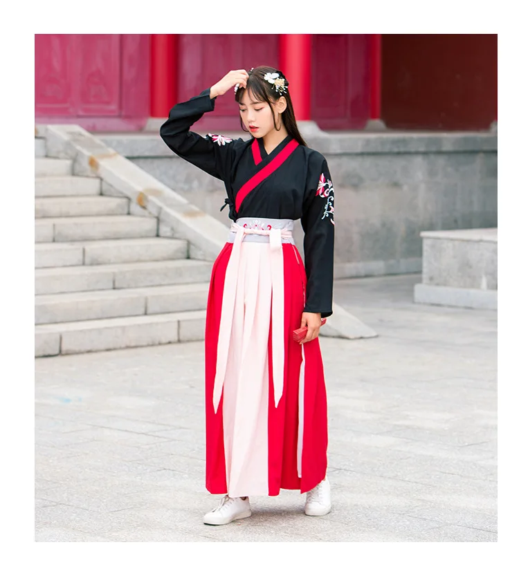 Hanfu женское народное платье ушу Одежда Женская Китайская одежда в старинном стиле платье Чонсам традиционная китайская одежда для женщин - Цвет: all set
