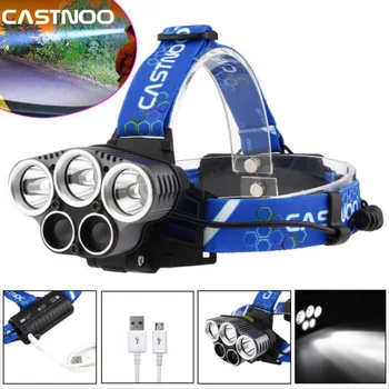 

10000 LM T6 5 LED Headlight USB Charge 5 Modes Flashlight for Fishing
