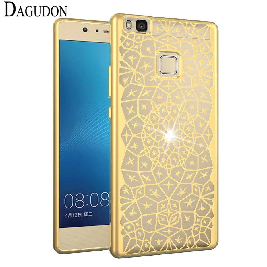 Dagudon золотое покрытие чехол для huawei p9 lite 2016 из мягкого силикона с блестящими